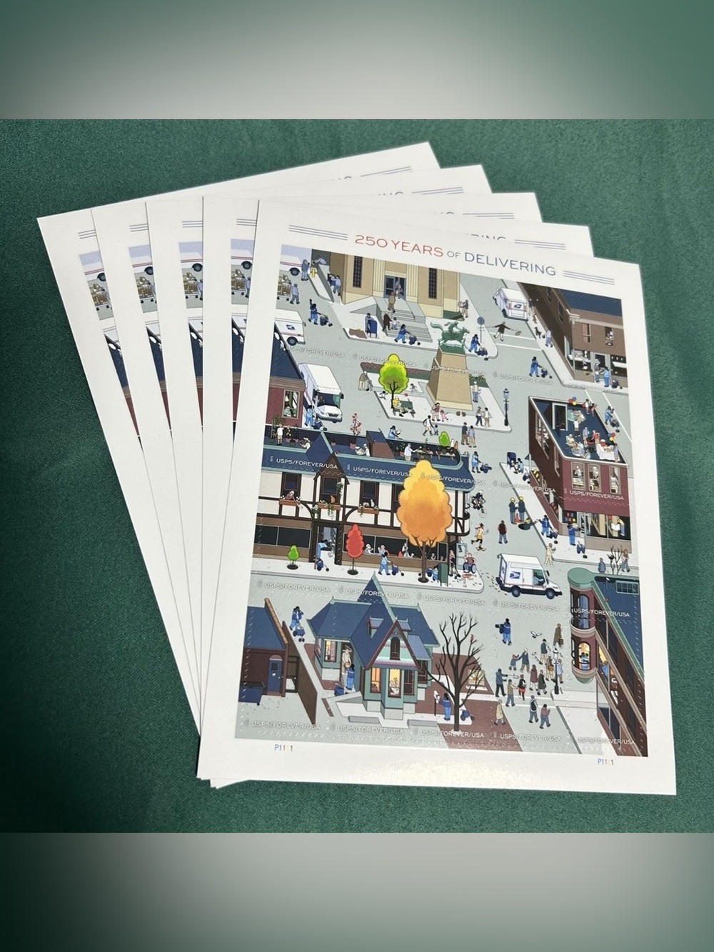 10 and 200 permanent stamps for the 250th anniversary of the U.S. Postal Service